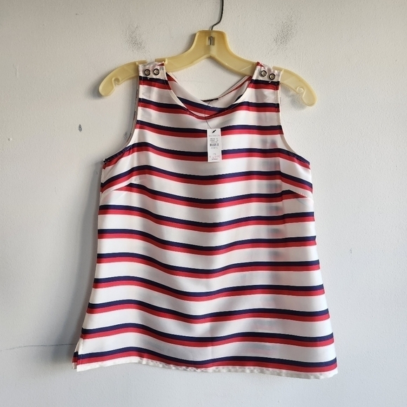 NWT Talbots Blue/White/Red Stripped Sleeveless Square Top size Small Petite - Picture 5 of 9